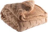 Tiseco - Plaid RAVA - super zacht stof - geruit patroon - 150x200 cm, Zand