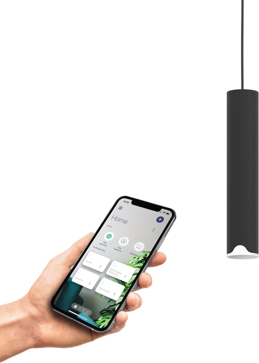EGLO connect.z Balamorta-Z Smart Hanglamp - LED - Ø 5,5 cm - Zwart/Wit - Instelbaar RGB & wit licht - Dimbaar - Zigbee