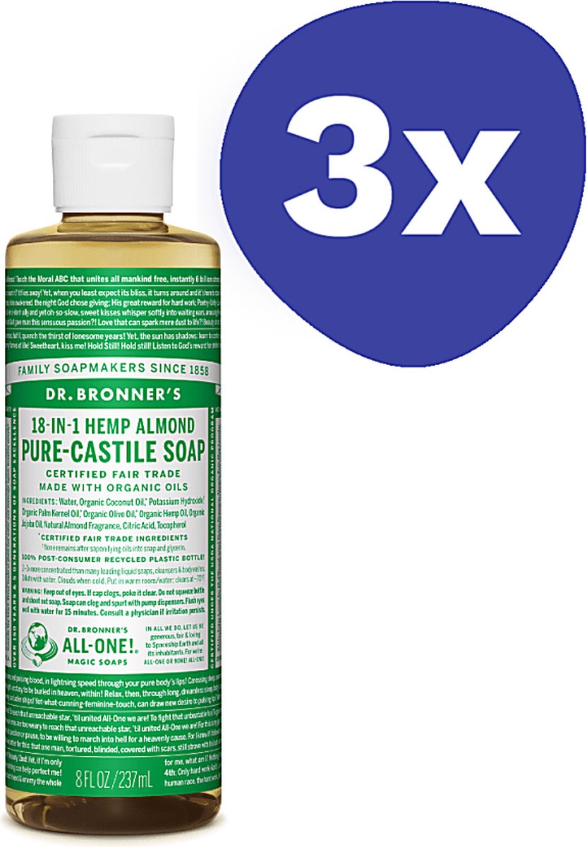 Dr. Bronner's Almond Vloeibare Zeep (3x 237ml)