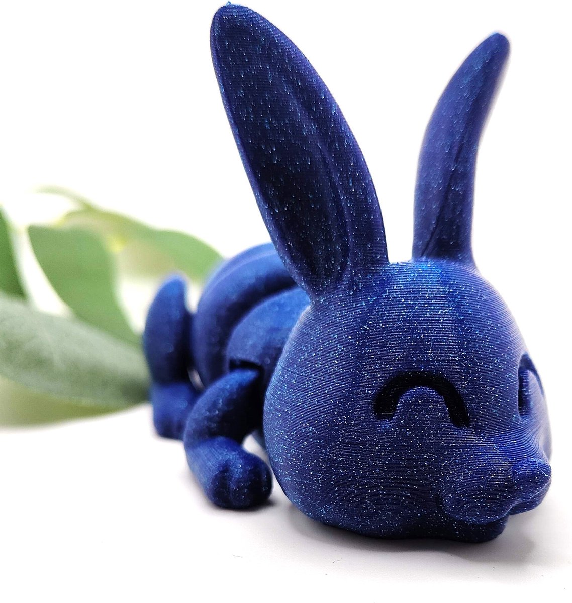3D-geprint konijn , articulerend flexibel dier zintuiglijk-bureaudier - Galaxy - blauwe glitters