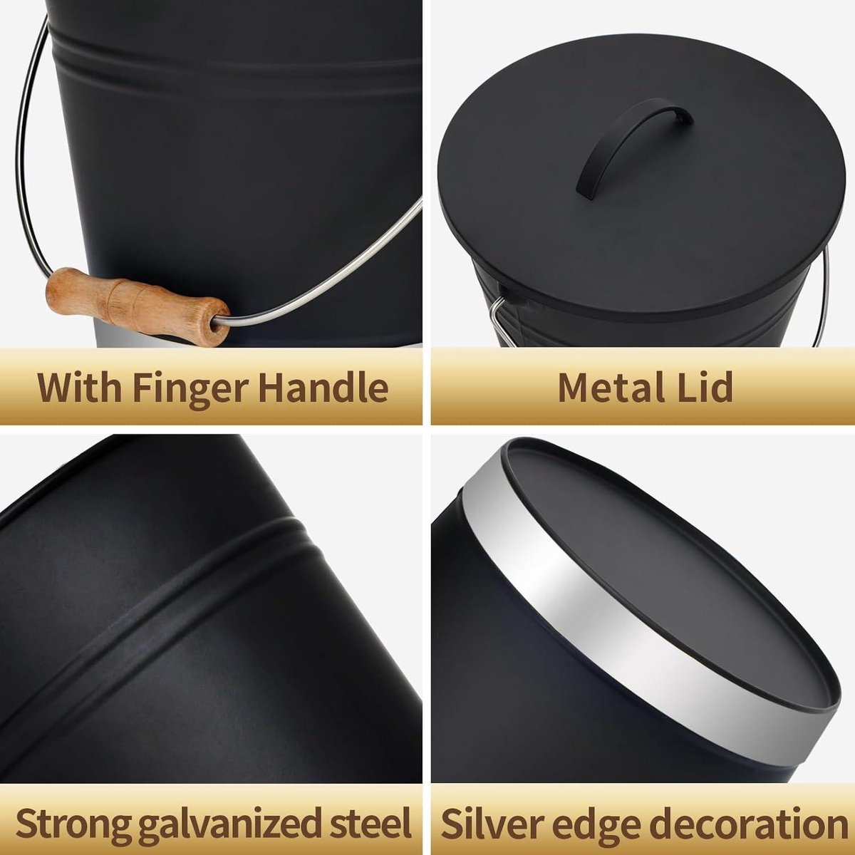 Todeco Seau à Cendres Avec Couvercle, Pelle Et Brosse, Seau à Charbon