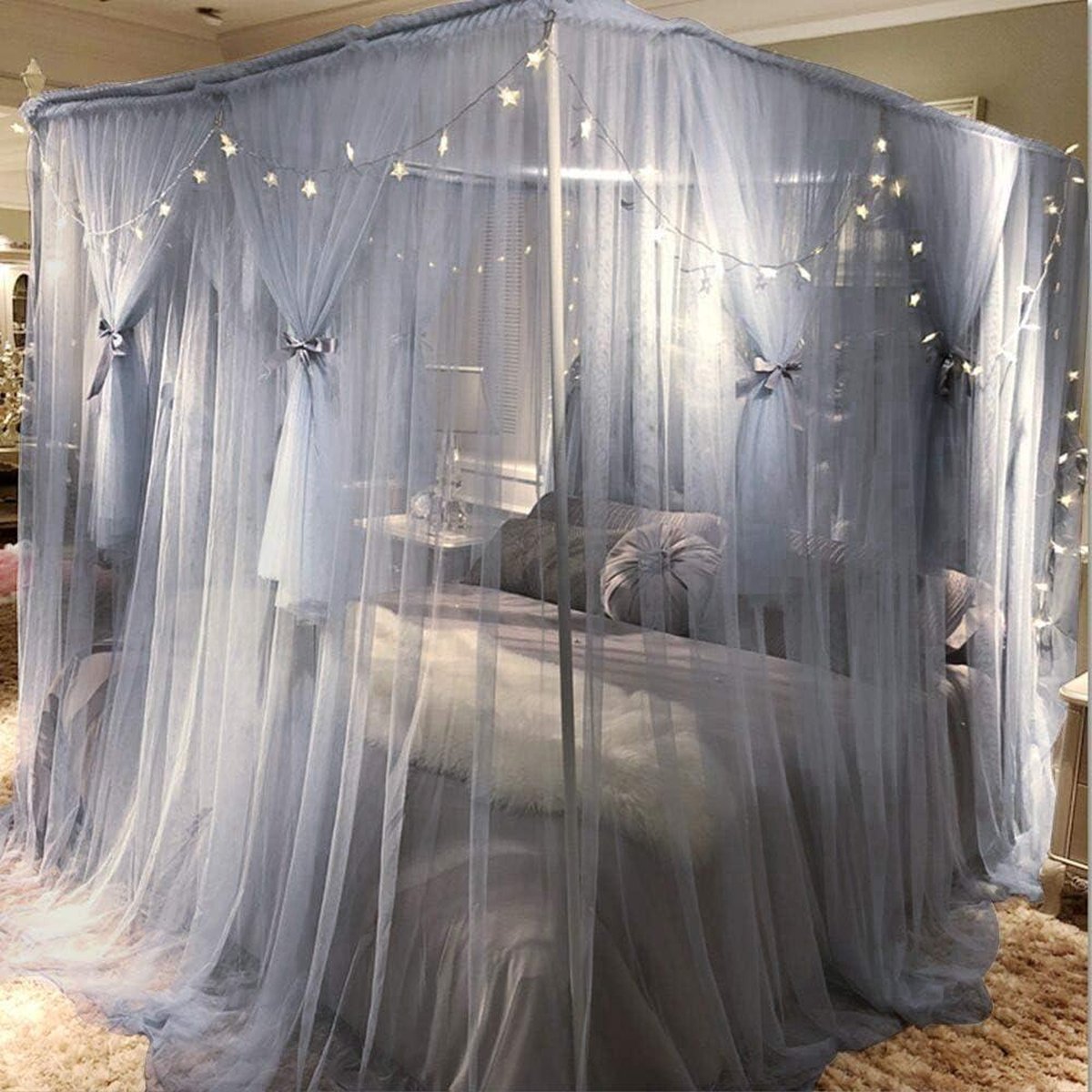 Klamboe, Prinses 4 Hoeken Post Hemelbed Gordijn, 3