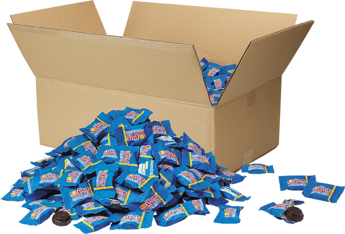 Tony's Chocolonely -Tiny Tony's - Bulk - Chocolade - Puur- 10 Kilo doos - Fairtrade Belgische Chocola - circa 1112 stuks