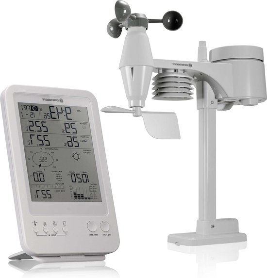 Station Météo 3 En 1 Jardin - Pluviomètre + Girouette Indicateur Vent + Thermomètre - Avec Piquet Métal - Décoratif Et Fonctionnel Pour Extérieur