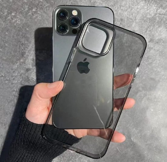 Coque de téléphone adaptée pour Apple Iphone 11-12-13-14-15-16 PRO MAX coque silicone - coque arrière - protection optimale - Transparent Foncé