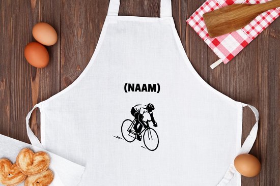 Akyol - cycliste avec votre eigen naam Tablier de cuisine - Cyclisme - amateurs de sport - personnes qui aiment le cyclisme - cadeau d'anniversaire - anniversaire - cadeau - cadeau - cadeau - cadeau - 82 x 71 cm