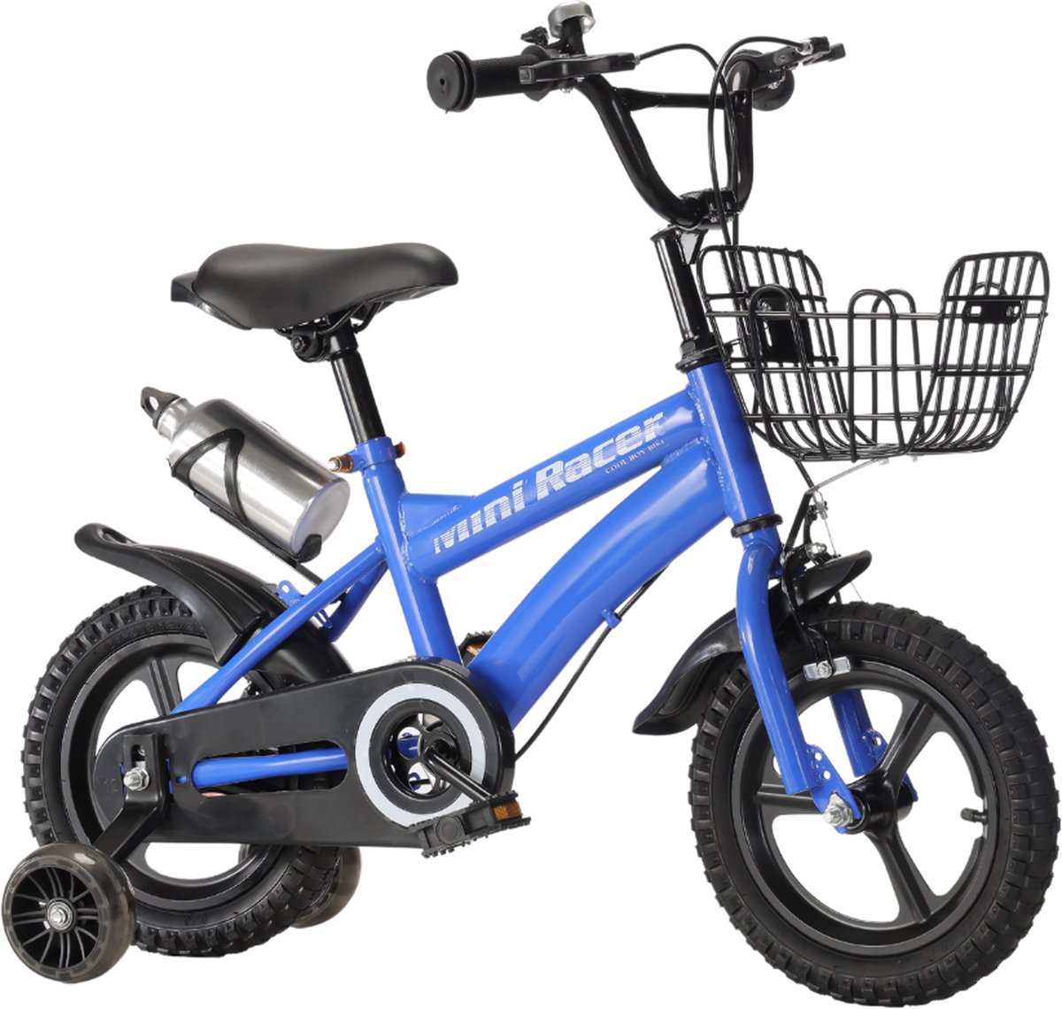 Buxibo Mini Racer 12 inch fiets - voor jongen 2-4 jaar - met zijwielen - blauw