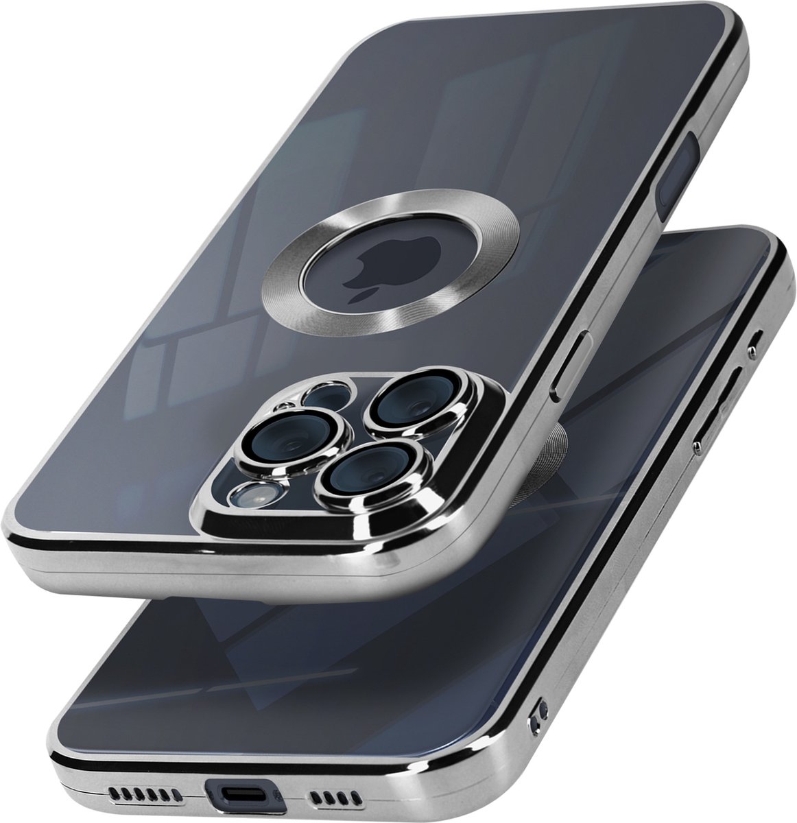 Avizar Beschermhoes Glam Geschikt voor Apple iPhone 16 Pro Antichoc, Zilver