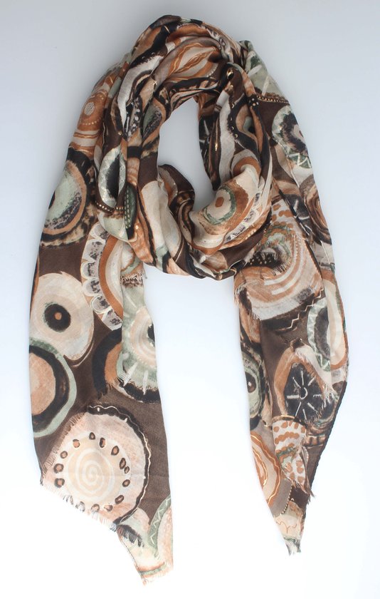 Noa scarf- Accessories Junkie Amsterdam- Dames- Katoenen sjaal- Fantasie print- Bruin