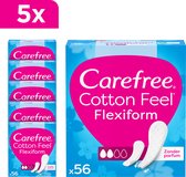 Carefree Cotton Feel Flexiform - luchtdoorlatende inlegkruisjes string - parfumvrij - absorptiegraad twee - 5 x 56 stuks