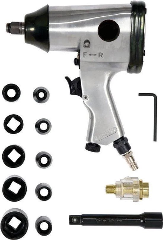 QWORK® 24-delige pneumatische remzuiger-resetset, met koffer, geschikt voor de meeste auto's
