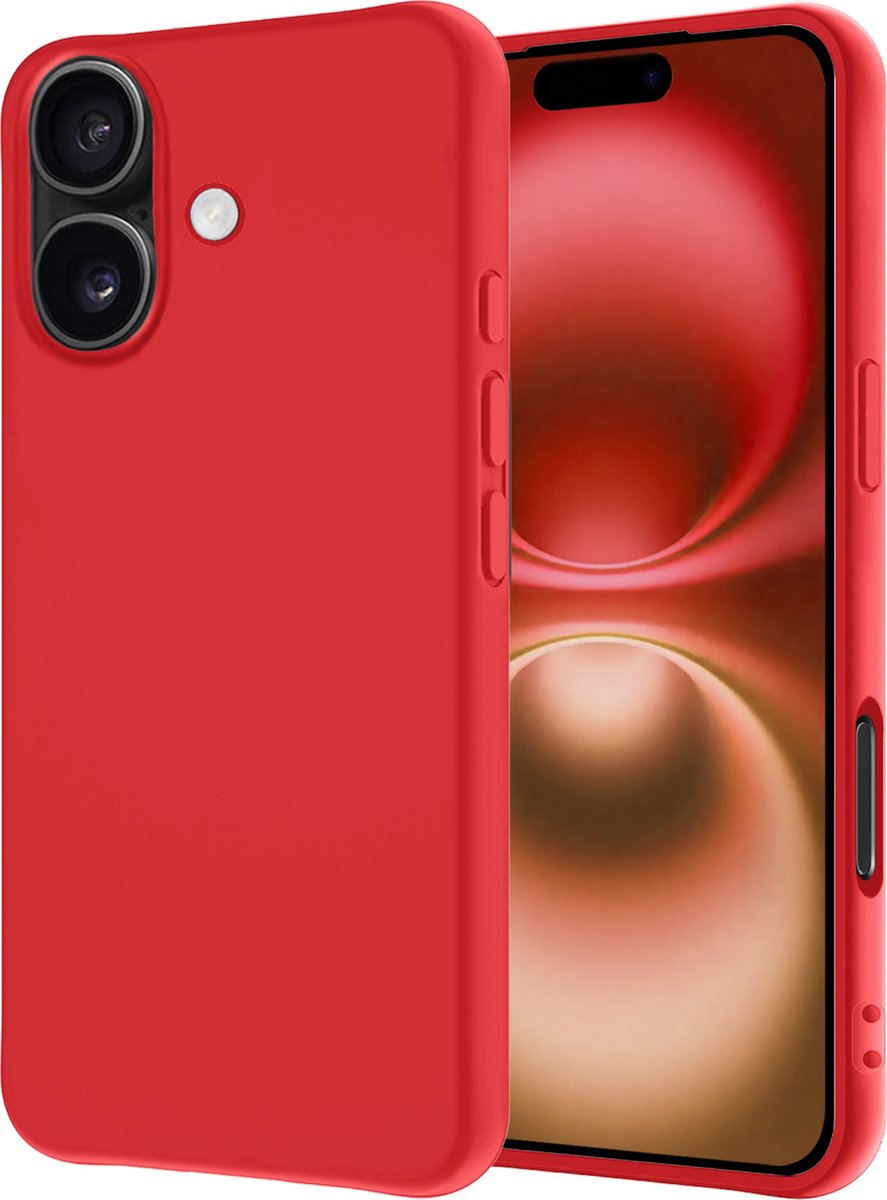 Hoesje - Geschikt voor Apple iPhone 16 - Sterk & Shockproof - Hoes Cover - Siliconen Case - Rood