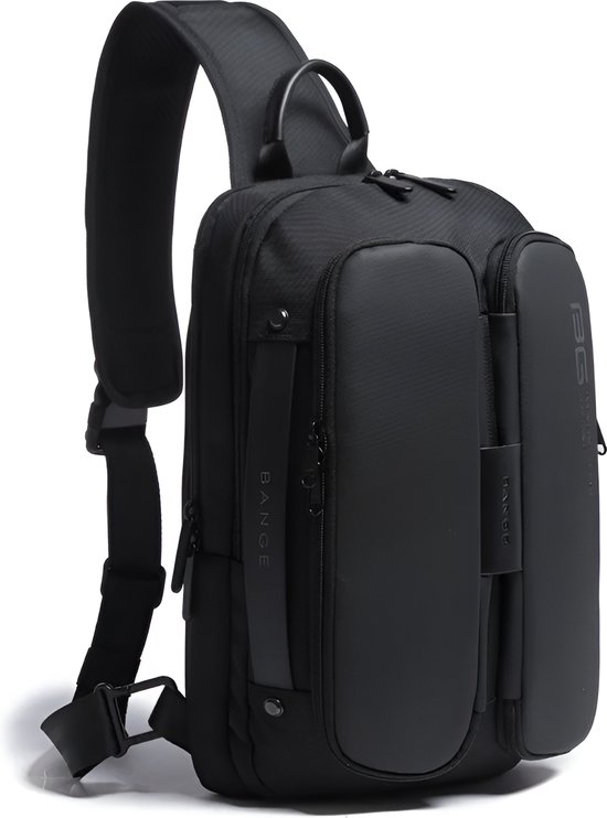 E-Shop4u® - Sac à bandoulière décontracté pour homme - Tissu Oxford - Port de chargement USB - Poche antivol - Zwart