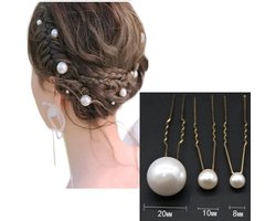 Bruids Haar Clips Mix size Parels - 12 STUKS HAARPINNEN 8-10-20 MM - parels haarpinnen | Haarversiering haaraccessoires voor bruidsmode bruiloft feest