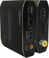 HDMI Audio Extractor 4K/2K - Audio Converter - HDMI In naar HDMI Out - Optisch (SPDIF), Coaxiaal + 3.5mm Audio - Met Voedingsadapter