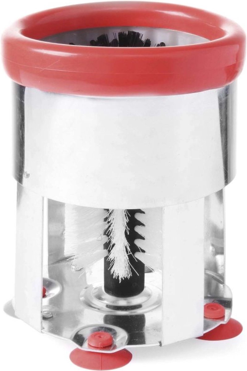 Goedkoopste BarUp Ronde glazenspoelborstel – aluminium en nylon – met zuignappen – Ø150x(H)190mm