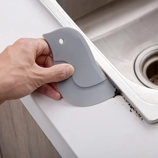 Grattoir souple en forme de pingouin I Grattoir de Cuisine I Grattoir de table de cuisson I Élimine l'huile et autres taches I Suspendable I Siliconen I Grijs