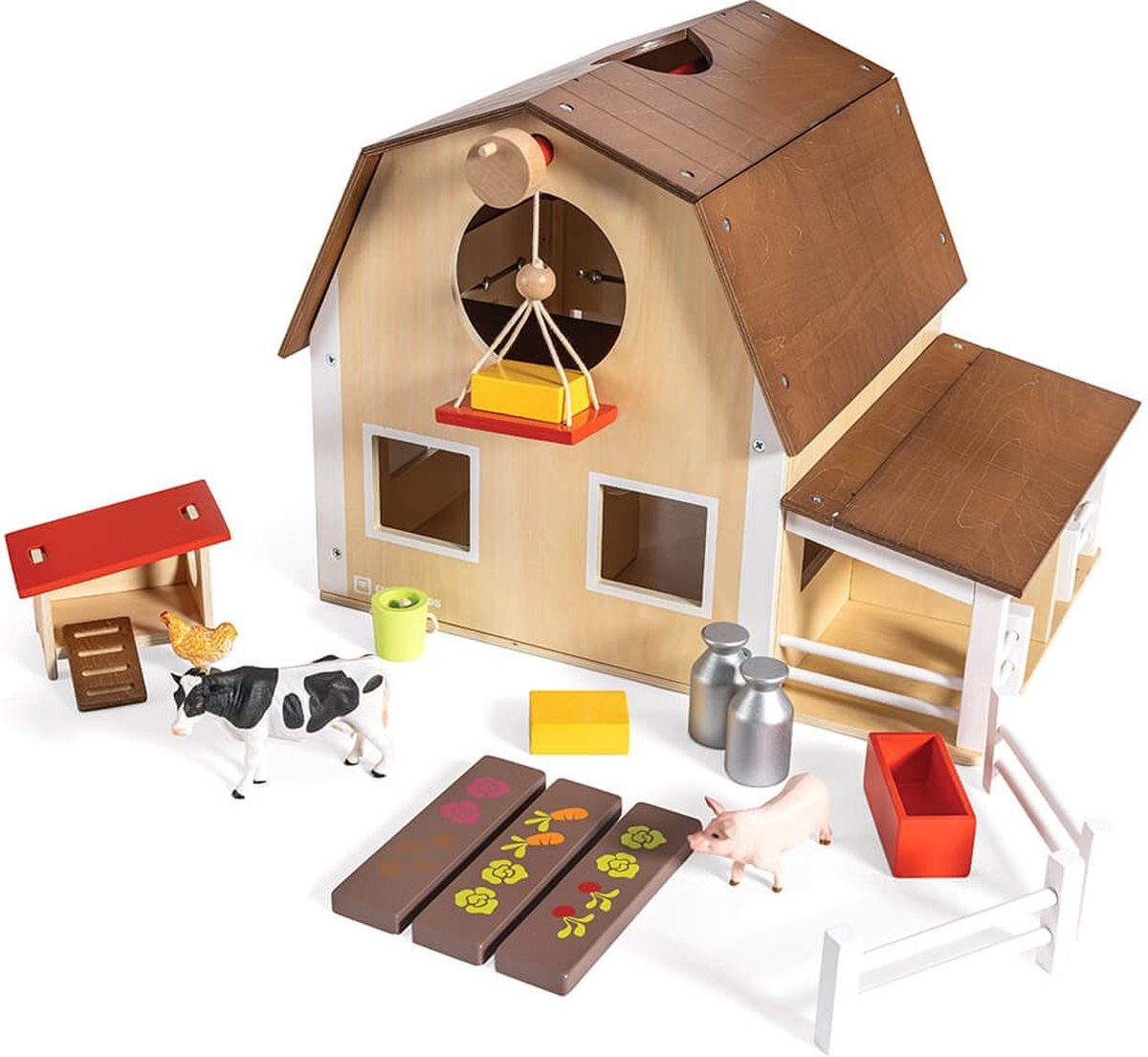 Eurekakids Houten Speelgoedboerderij - Met dieren en accessoires - Vrij spel