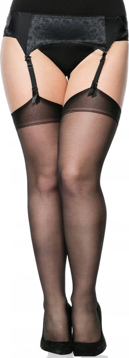 Goedkoopste Caresse jarretelkousen Vintage 20 Curvy - zwart maat 2XL