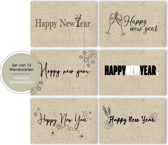 LMWK015 - Nieuwjaarskaarten - nieuwjaarskaarten 2026 - wenskaarten - nieuwjaarsbrieven - nieuwjaarskaarten met enveloppen - Nieuwjaar - Oud en nieuw - Happy New Year Kaarten -nieuwjaarskaarten 2026 - kerstkaarten - Kaarten met enveloppen