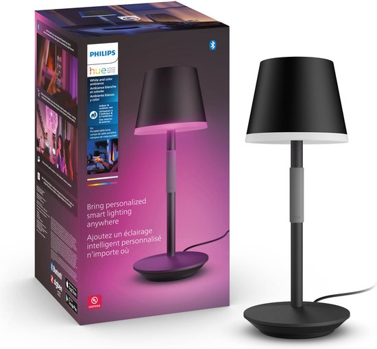 Philips Hue Go tafellamp – White and Color – zwart