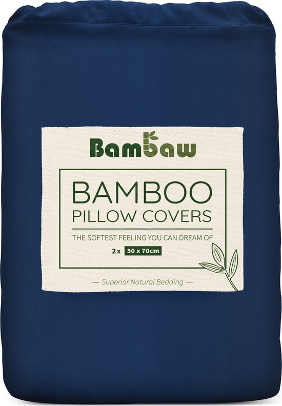 Bamboe' Taies d'oreiller en bambou | 2 pièces | Kussensloop Eco 50cm par 70cm | Bleu marine | Beddengoed de Luxe en Bamboe | Taies d' Taies d'oreiller | Taie d' Kussensloop Puur Bamboe lyocell | Tissu Ultra respirant | Bambaw