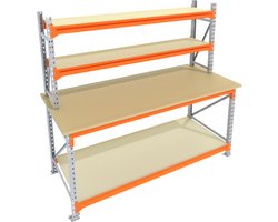 Multi Profiel - Werkbank vast GALVA - Met dubbele opbouw - 92x170x100 (HxBxD) - Gegalvaniseerd - Inpaktafel - Professioneel Voor schuur of magazijn!