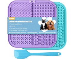 BOTC Likmat Hond met Silicone spatulas - 3-Delig Likmat Voermat Hond - voermat - Slowfeeder Hond - Paars /Blauw