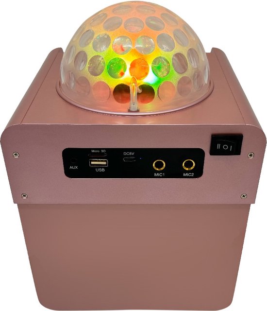 N-GEAR Disco Block 410 - Karaoke Set - Bluetooth Speaker - Party Box met 2 Microfoons - Space Pink - Limited Edition
