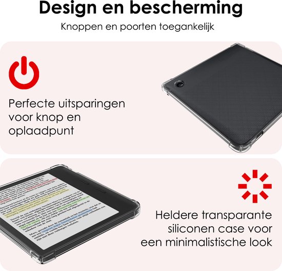 Hoesje Geschikt voor Kobo Libra Colour Shockproof Siliconen Case - Shockbestendige eReader Hoes Geschikt voor Kobo Libra Colour - Transparant van Hoesje  — afbeelding 3