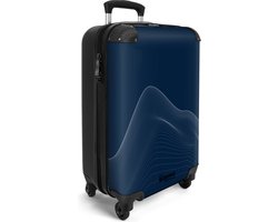 NoBoringSuitcases.com® - Handbagage koffer lichtgewicht - Reiskoffer trolley - Blauw met abstracte lijnen - Reis rolkoffer met wieltjes - Carry on reistrolley op wielen - Luggage suitcase - 55x40x20 en 55x35x25 - Bagage 55 cm