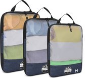 Reismonkey Packing cubes transparant - Met compressie - Kofferorganizer - set van 3 - waterafstotend