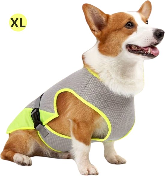 Foto: Nivard koelvest hond koelvesten verkoeling honden kleding hondenkleding duurzaam geel maat xl