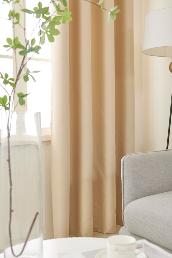 Maroyathome RUBEN - Gordijn - Verduisterend - met Ringen - kant en klaar - 288 x 180 cm - 288 cm breedte en 180 cm lengte - Beige - 1 Stuk