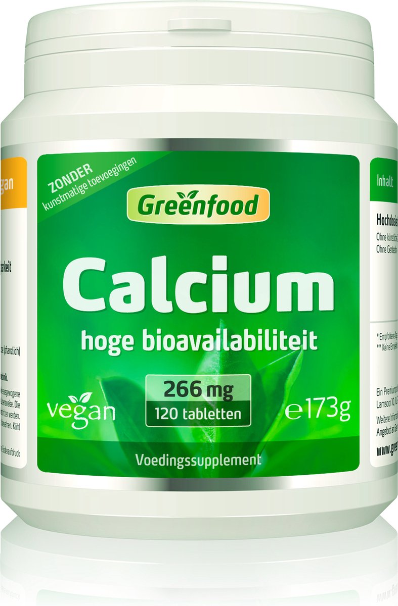 Goedkoopste Greenfood Calcium, dagelijkse behoefte, 120 tabletten, hoge biologische beschikbaarheid - Zonder kunstmatige toevoegingen. Zonder genetische manipulatie. Veganistisch.