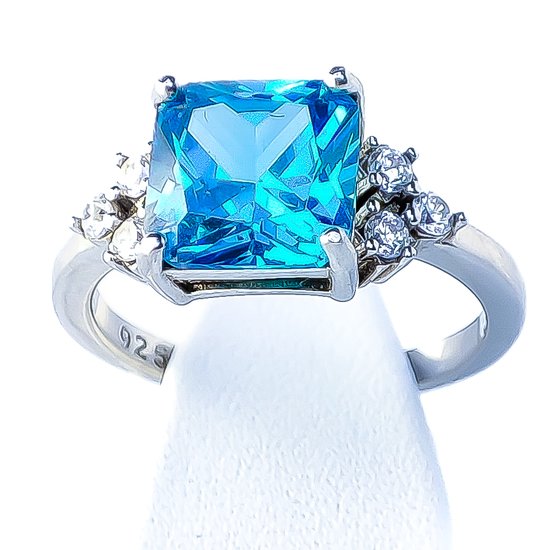 Foto: Prometida dames ring ring saba valentijns cadeau moederdag cadeau zilveren ring something blue statement ring cadeau dames vriendschapsring maat 54 wedding fashion zie filmpje