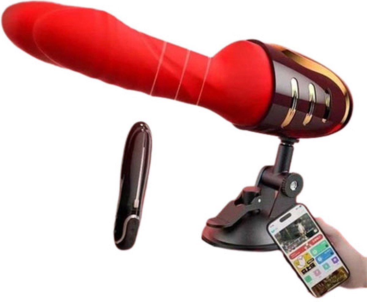Goedkoopste Vibrerende Roterende en telescopische dildo - Met verstelbare zuignap - 20 vibrerende combinaties - Telefonisch bestuurbaar