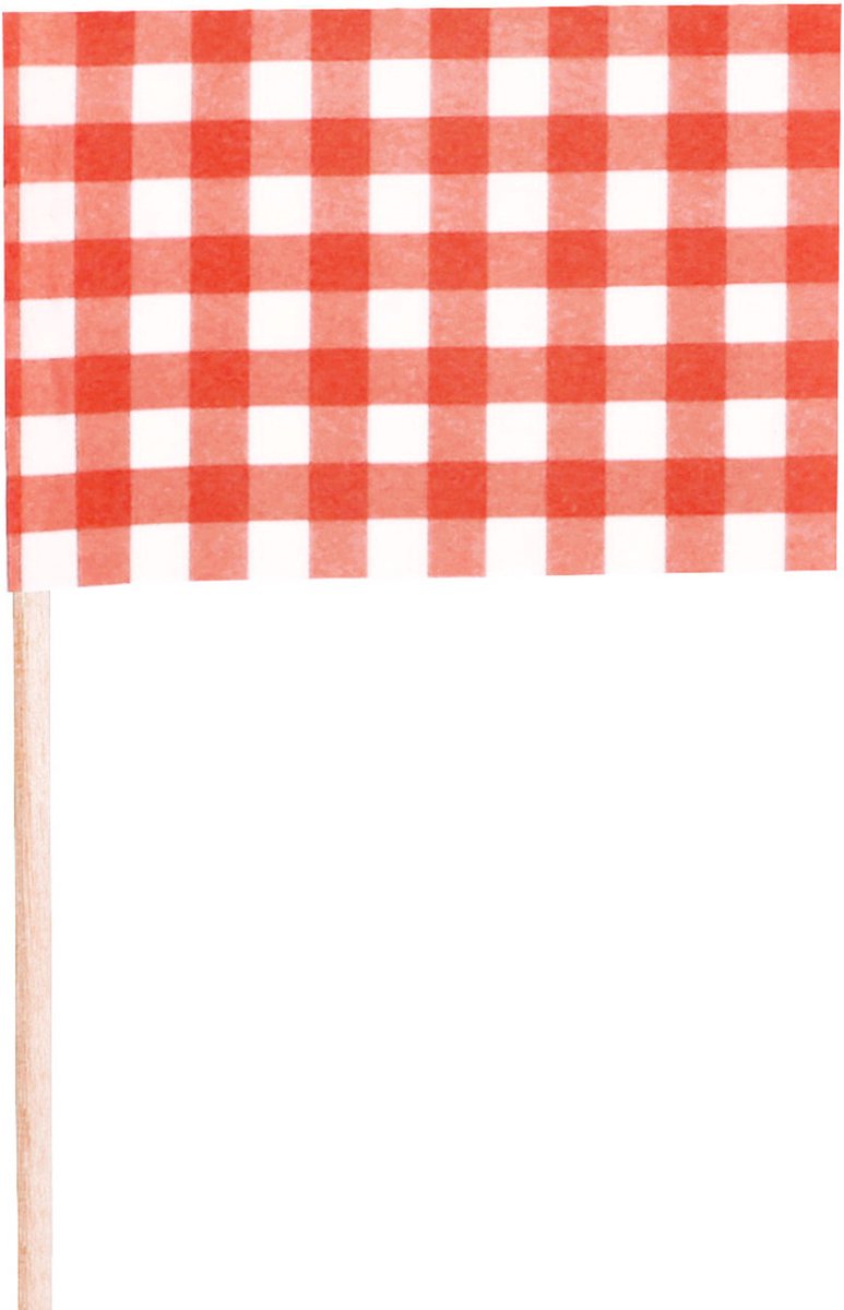 Papstar Cocktailprikkers/prikkertjes - Boerenbond - 200x stuks - 8 cm - ruitjes - tapas - hapjes