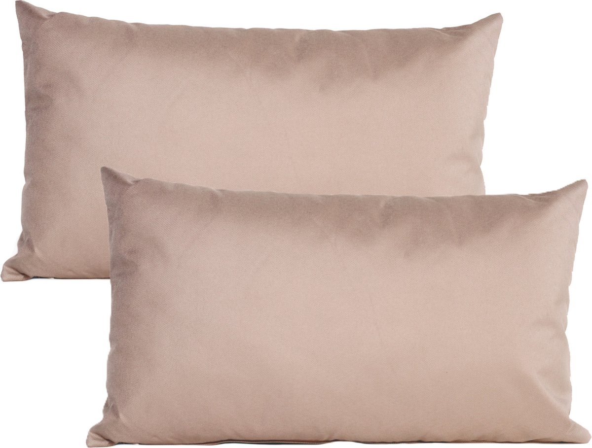 Anna's collection Buiten of tuin sier kussens - 2x - taupe/beige - 30 x 50 cm - binnen/buiten - zitkussens tuinbank