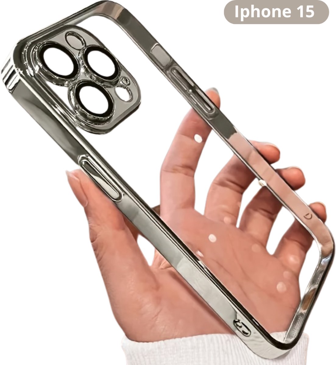 Bovista Telefoon Hoesje - Telefoonhoesjes - Phone Case - Shockproof - Premium Protection - Geschikt Voor iPhone 15 - Zilvergrijs
