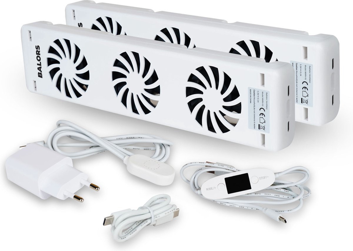 BALORS Radiator Ventilator Double set – Past op elke radiator & Makkelijk te installeren Energie besparen door betere warmteverdeling