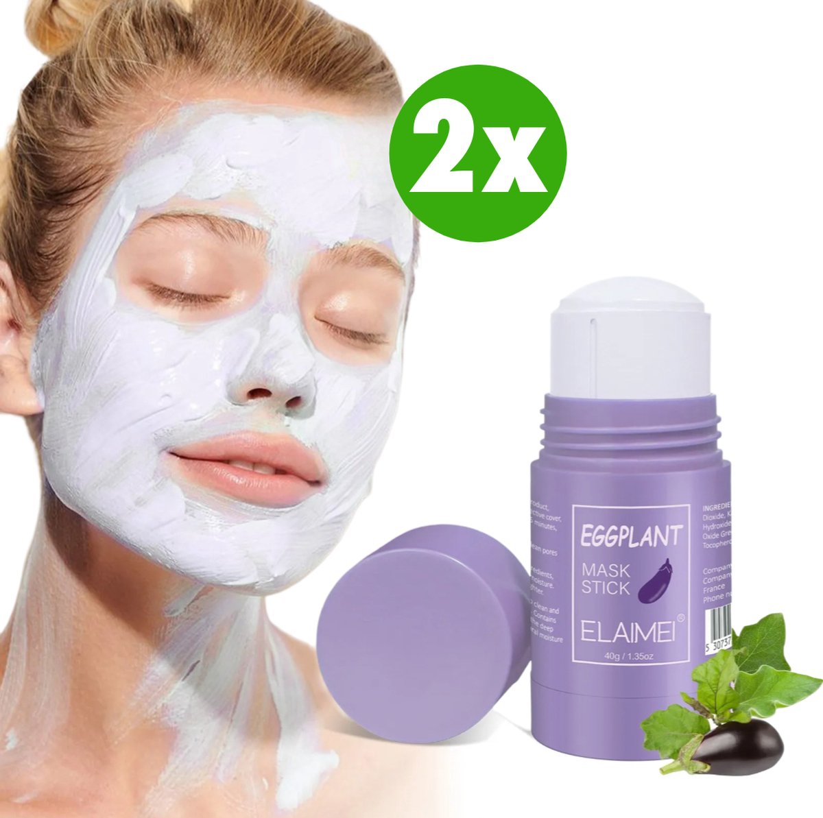 Huizing Eggplant Mask Stick Huidverzorging Gezichtsmasker – Cleansing Mask Natuurlijke en – Verzorgend masker Verkoelend Hydraterend Black head verwijderen Mee-eters Verzachtend