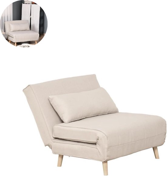 Foto: Lbb slaapstoel uitklapbaar slaapbank logeerbed zetelbed slaapfauteuil vouwbed 1 persoons zeer comfortabel beige