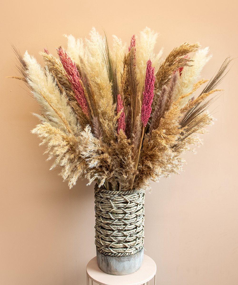 Droogboeket Elif – Pampas Pluimen – XL Landelijk Droogbloemen Boeket 80 cm