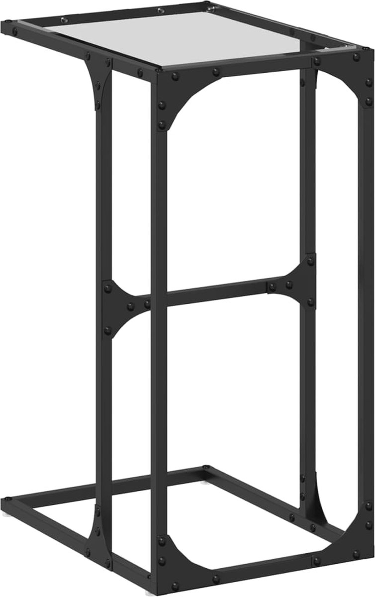 vidaXL Bijzettafel - met - transparant - glazen - blad - 40x30x61,5 - cm - staal transparant glas