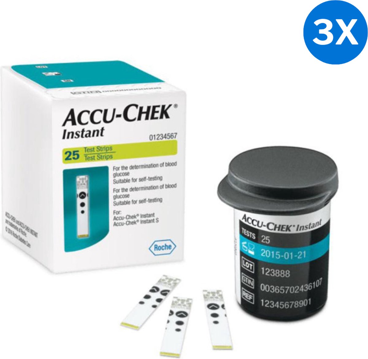 Goedkoopste 3x Accu-Chek Instant Teststrips Accu chek - Het testen duurt 5 seconden - Hoeveelheid bloed 0.6µl