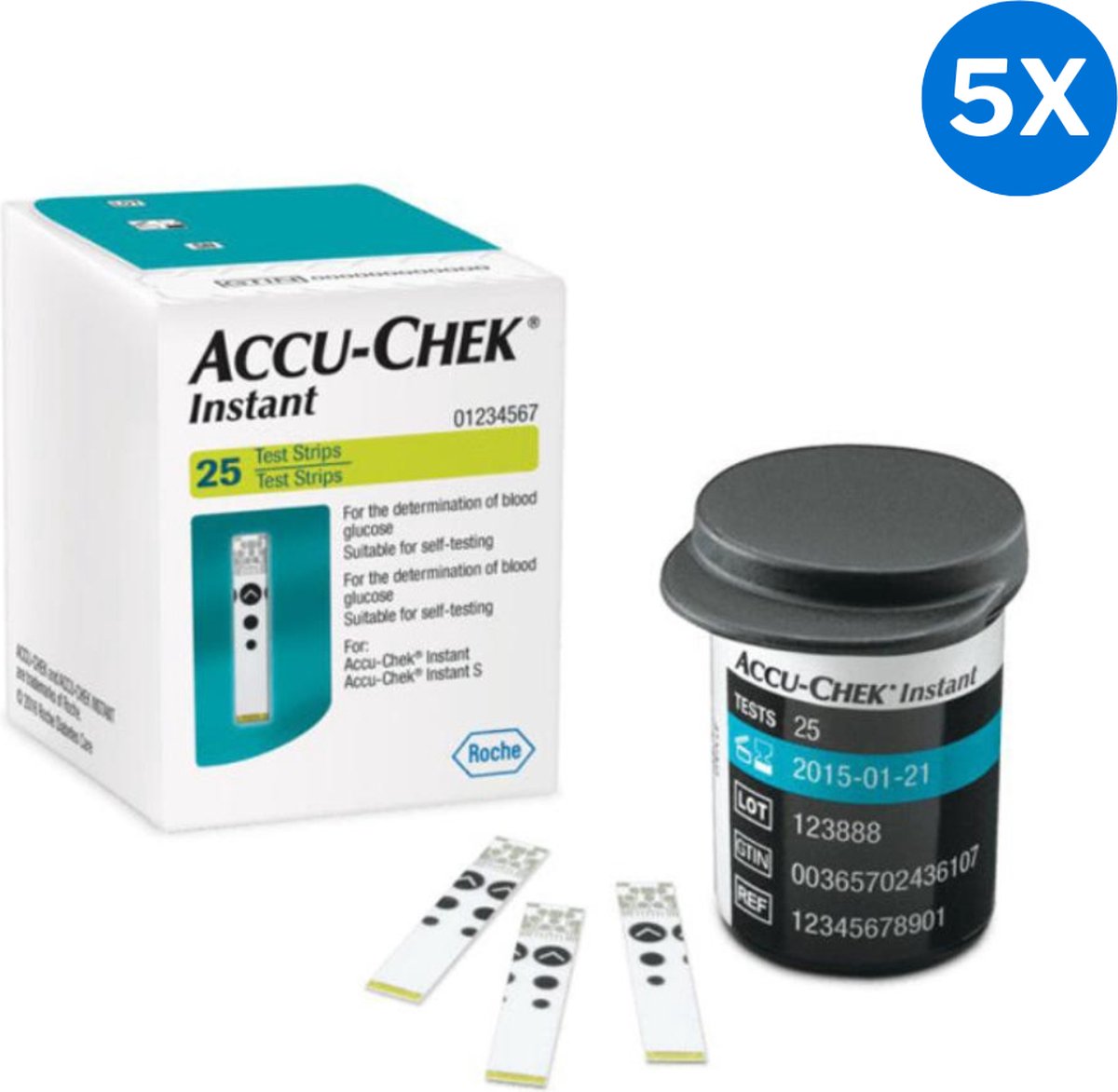 Goedkoopste 5x Accu-Chek Instant Teststrips Accu chek - Het testen duurt 5 seconden - Hoeveelheid bloed 0.6µl