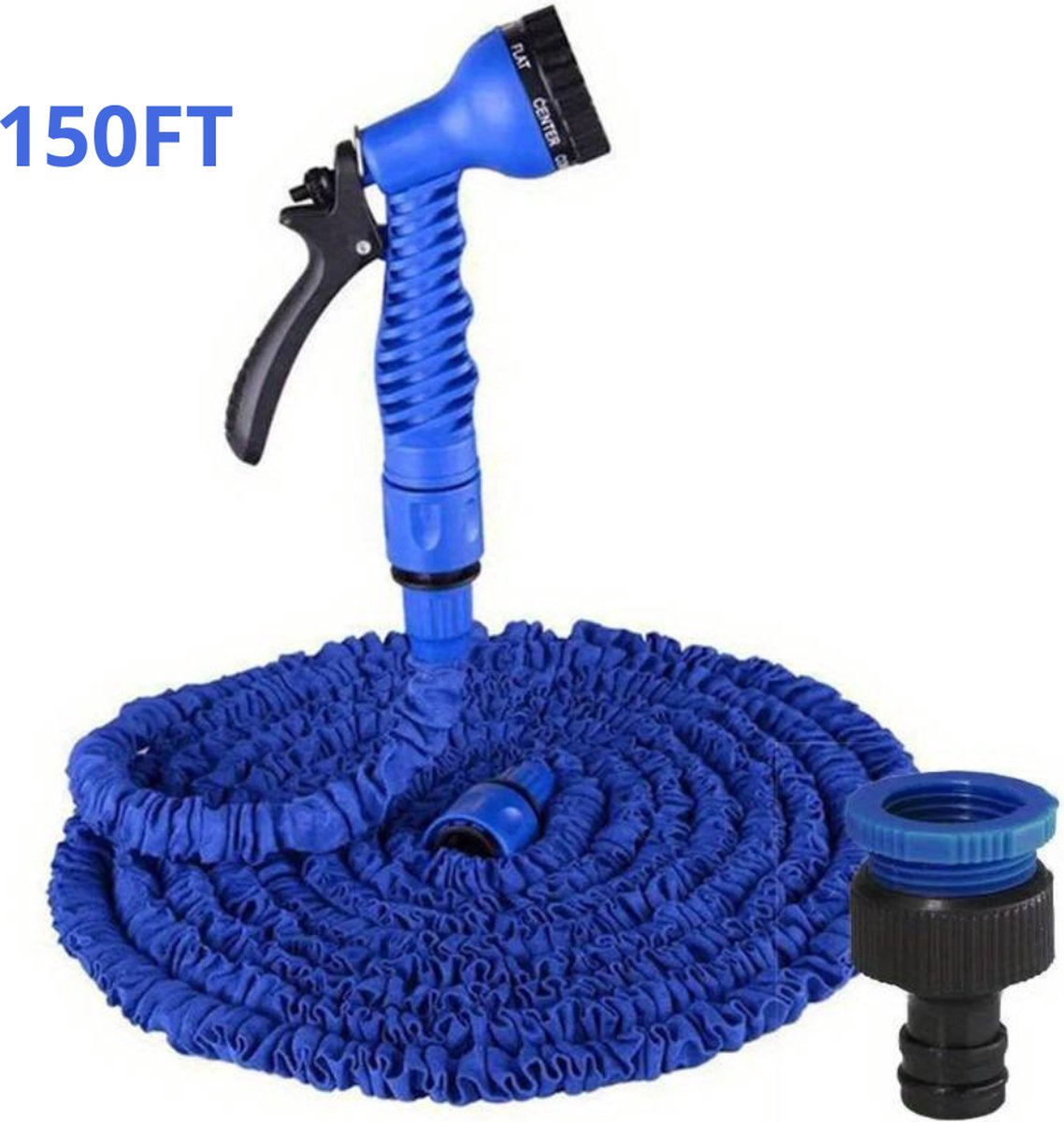 Bovista Tuinslang Flexibel - Tuinslangen - Haspel - Spuitpistool - 45 Meter - Blauw