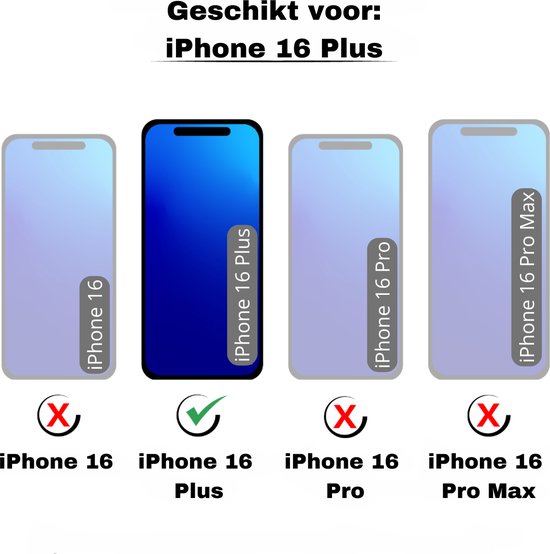 Coque adaptée pour iPhone 16 Plus - Bookcase - Amovible 2 en 1 - Coque arrière - Porte-cartes - Portefeuille - Simili cuir - Rouge