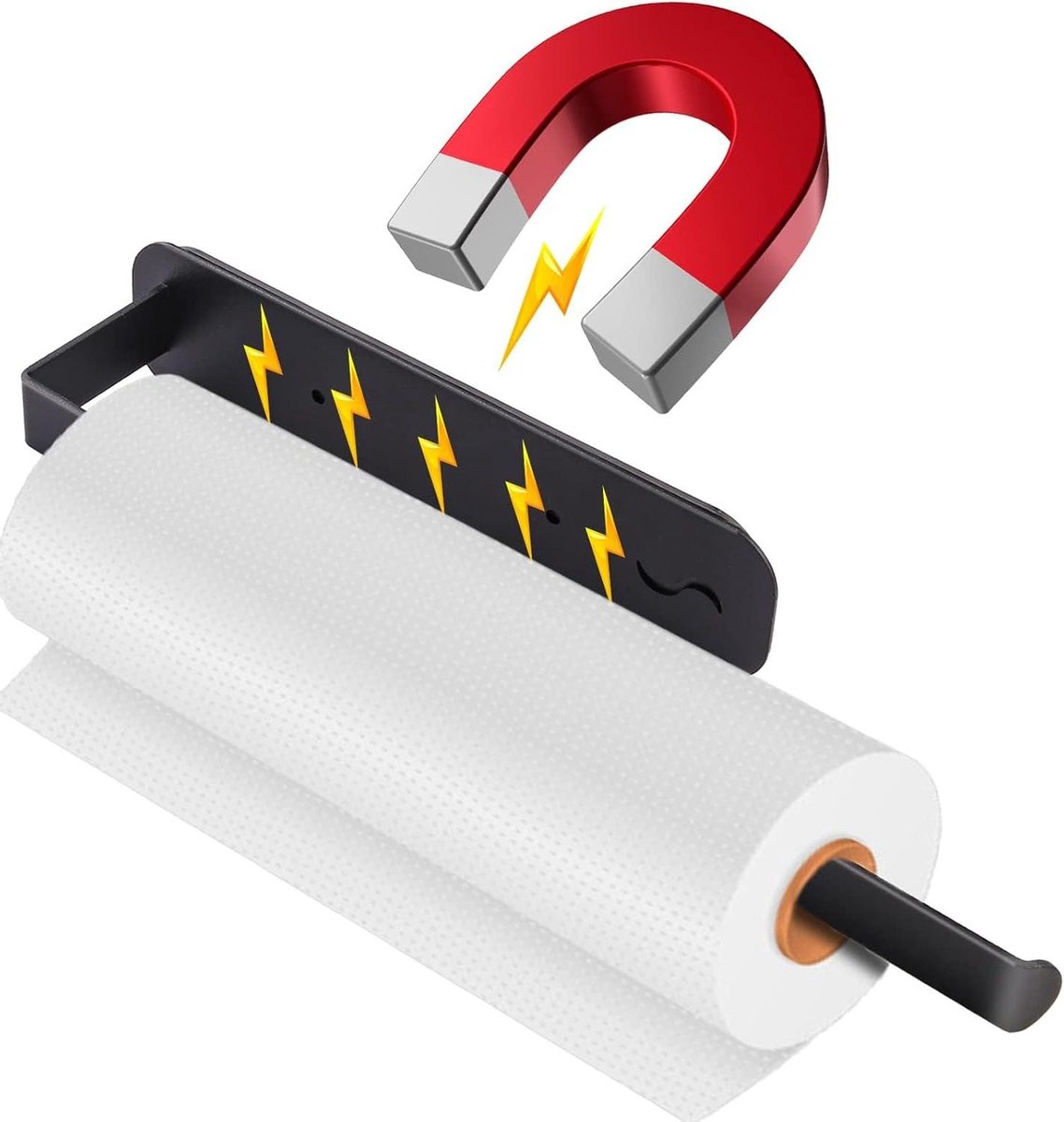 Keukenrolhouder zonder boren magnetische papierrolhouder met sterke adsorptie zwart roestvrij staal keukenrolhouder keukendispenser